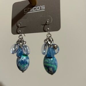Chico's Silver and Blue Dangle Earrings